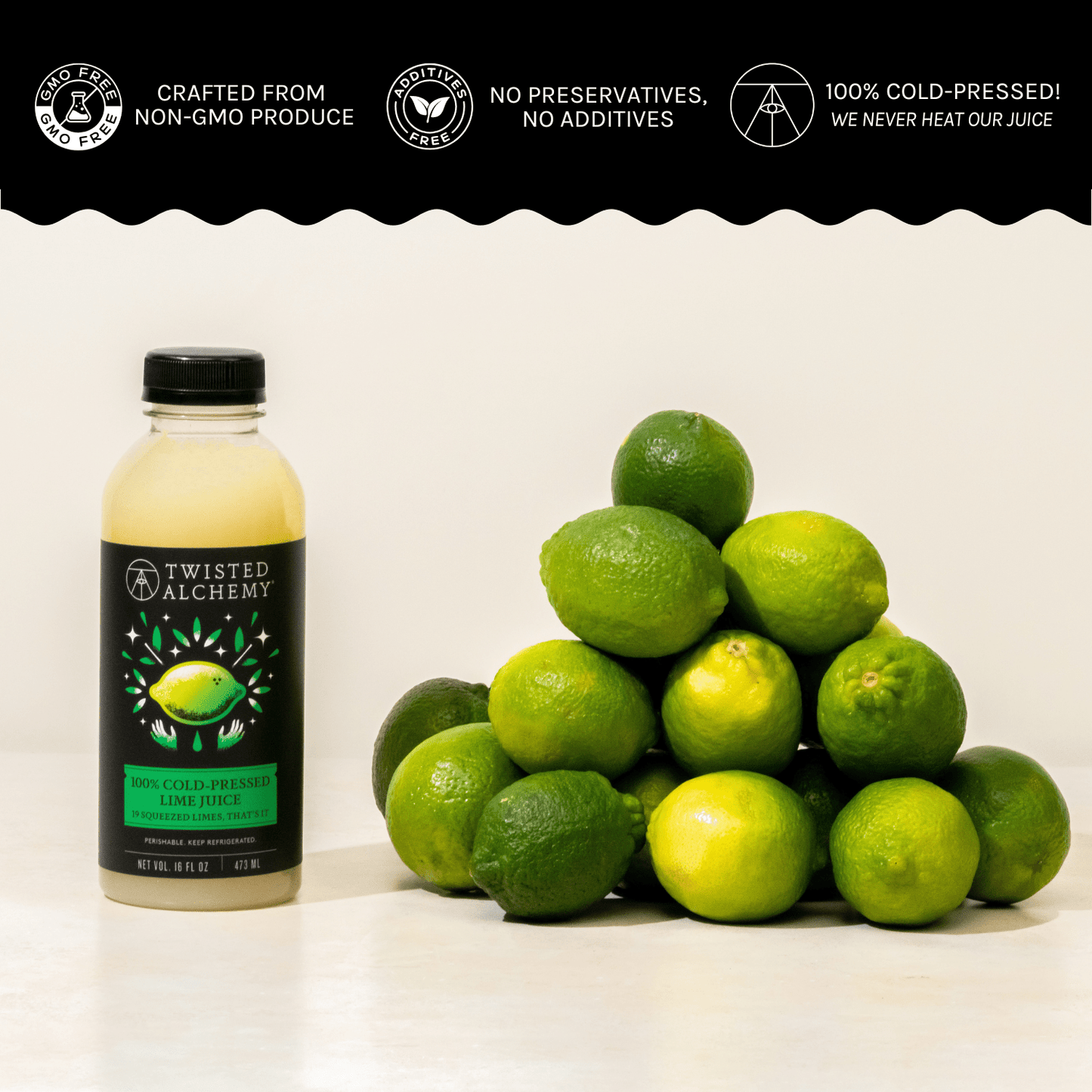 16oz 100% PERSIAN LIME JUICE COLD PRESSED - Twisted Alchemy
