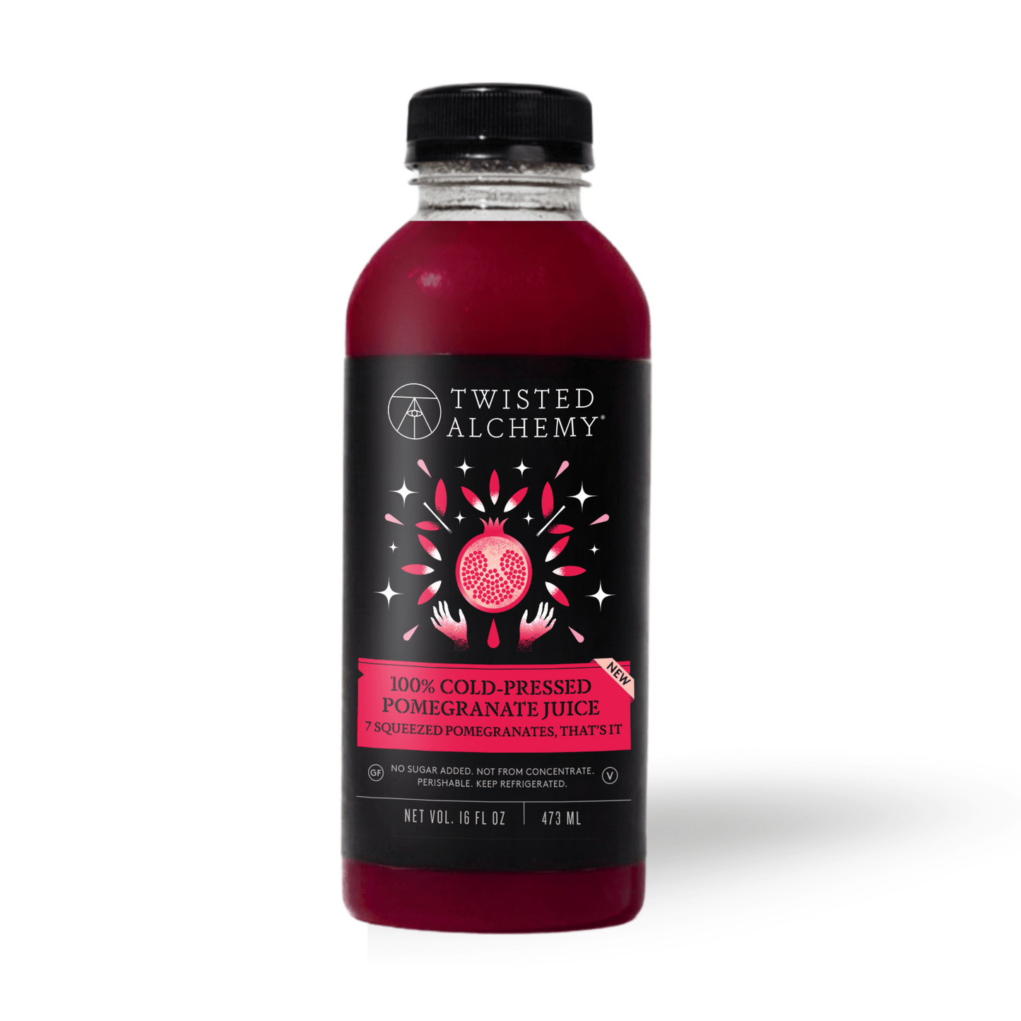 16oz 100% POMEGRANATE JUICE COLD PRESSED - Twisted Alchemy