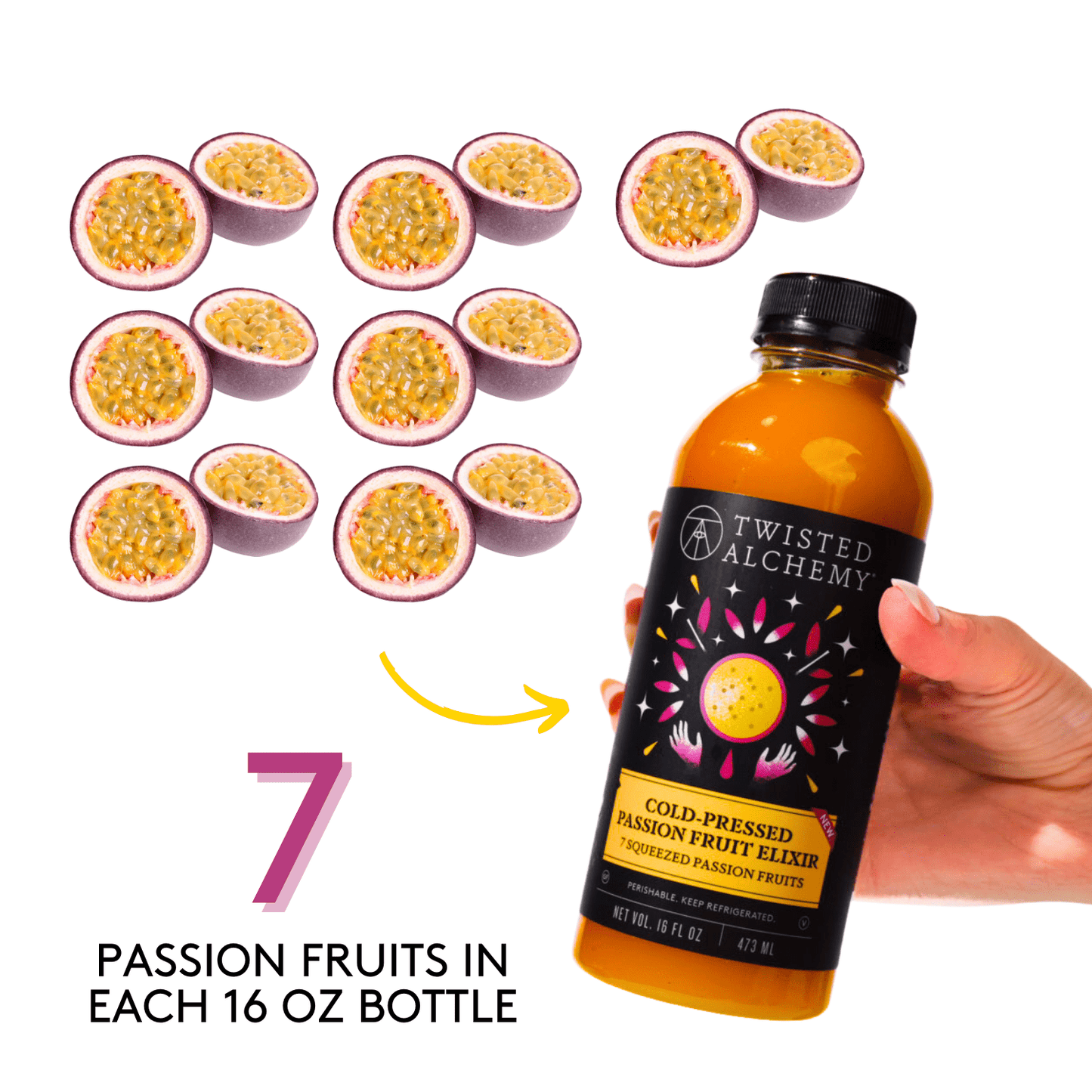 16oz PASSION FRUIT ELIXIR COLD PRESSED - Twisted Alchemy