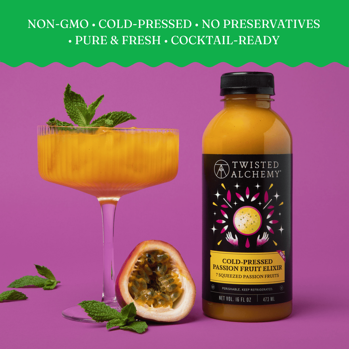 16oz PASSION FRUIT ELIXIR COLD PRESSED - Twisted Alchemy