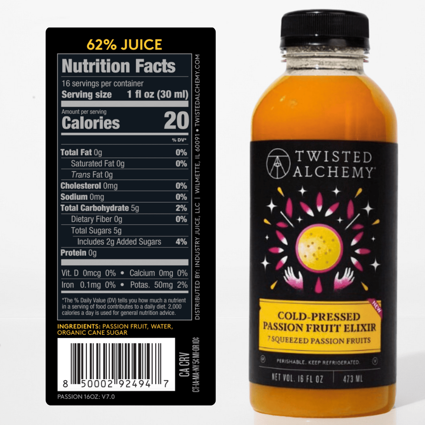16oz PASSION FRUIT ELIXIR COLD PRESSED - Twisted Alchemy