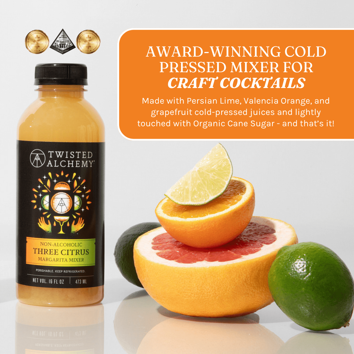 16oz THREE CITRUS MARGARITA MXER COLD PRESSED - Twisted Alchemy