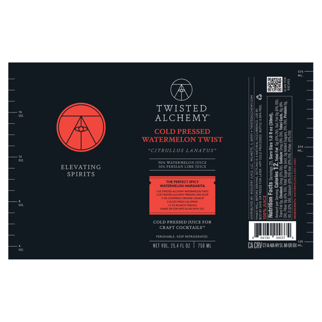 6 BOTTLES - COLD PRESSED WATERMELON TWIST - Twisted Alchemy