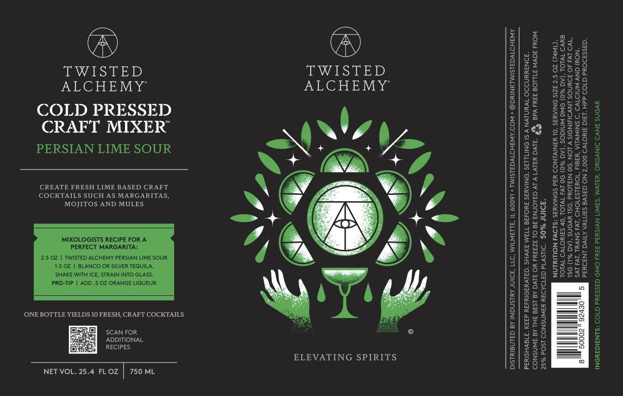 6 BOTTLES - LIME SOUR JUICE MIXER FRESH COLD PRESSED - Twisted Alchemy
