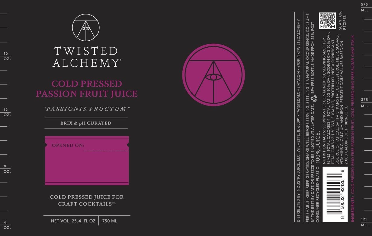 6 BOTTLES - PASSION FRUIT JUICE FRESH COLD PRESSED - Twisted Alchemy