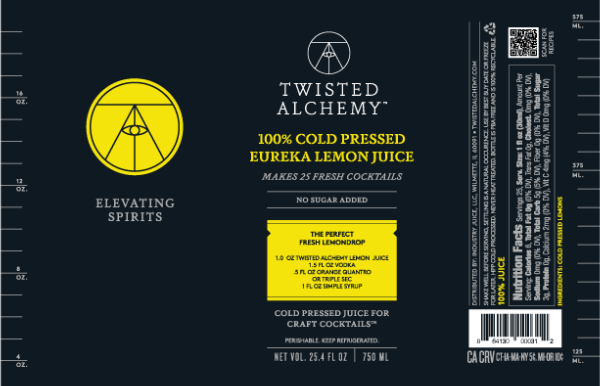 100% EUREKA LEMON JUICE FRESH COLD PRESSED - Twisted Alchemy
