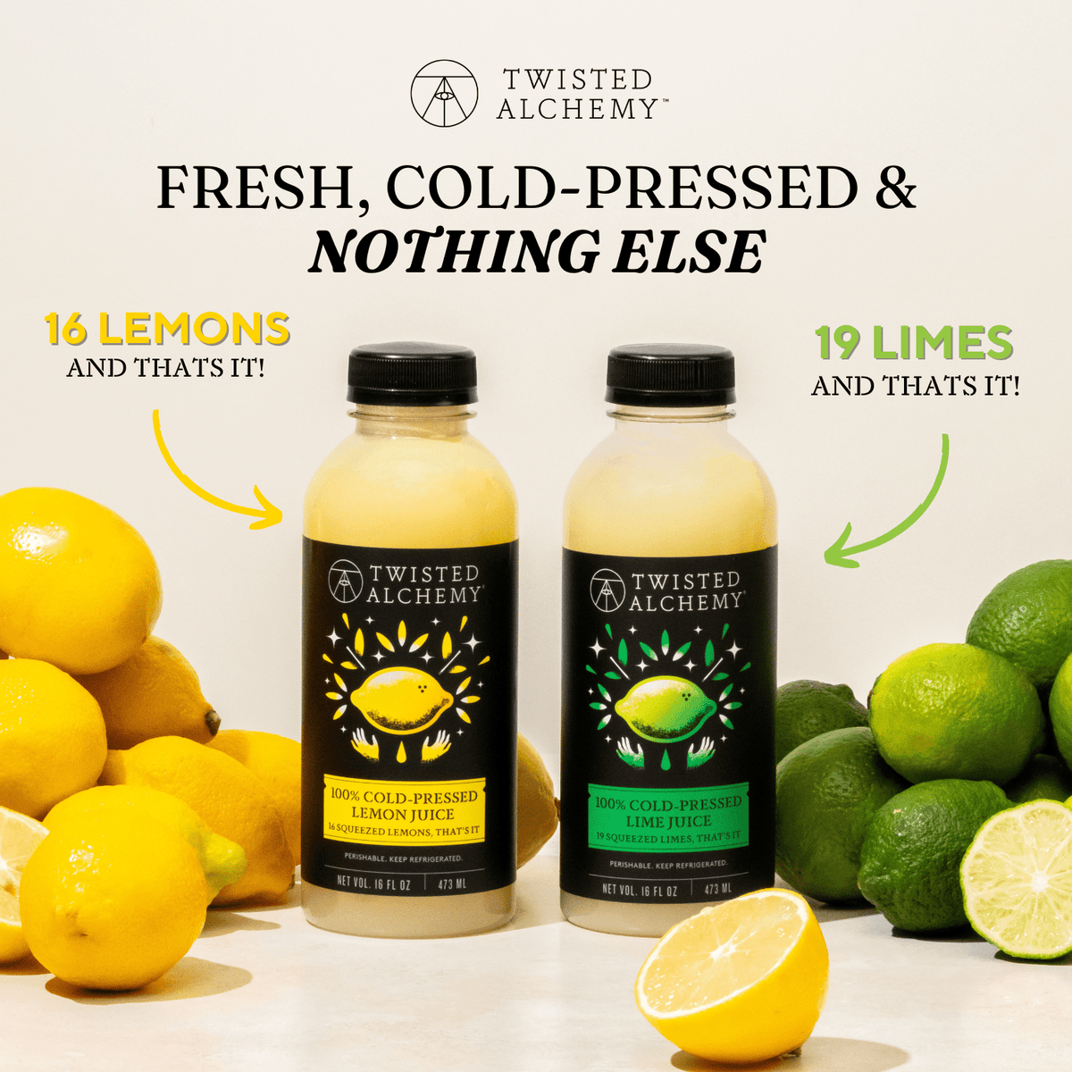 16oz 100% EUREKA LEMON JUICE COLD PRESSED - Twisted Alchemy