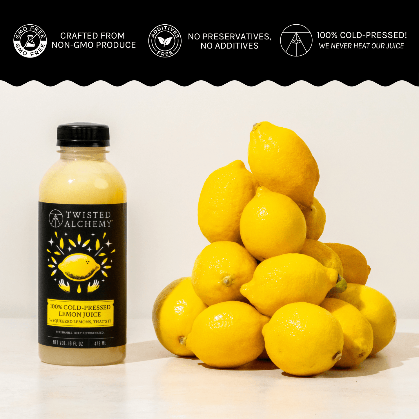 16oz 100% EUREKA LEMON JUICE COLD PRESSED - Twisted Alchemy
