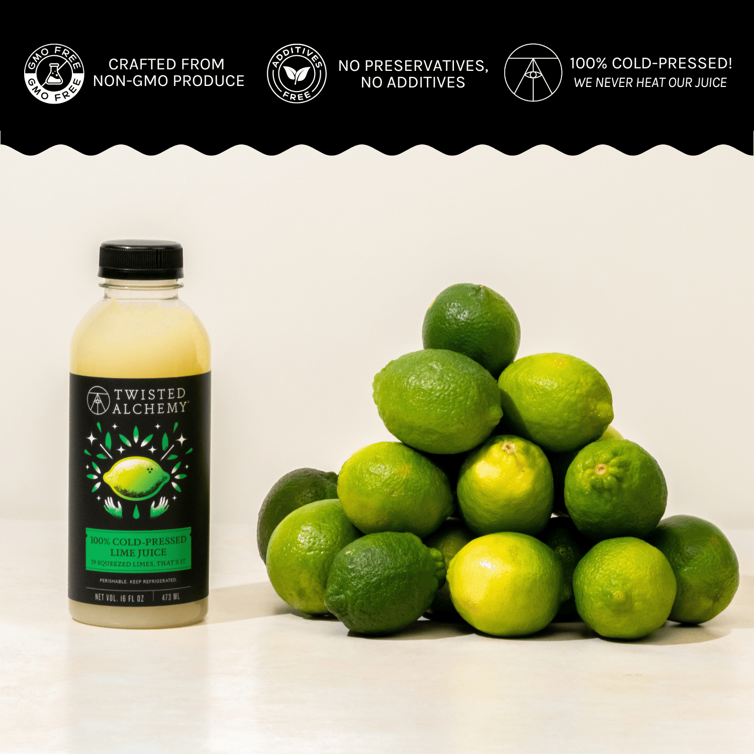 16oz 100% PERSIAN LIME JUICE COLD PRESSED - Twisted Alchemy