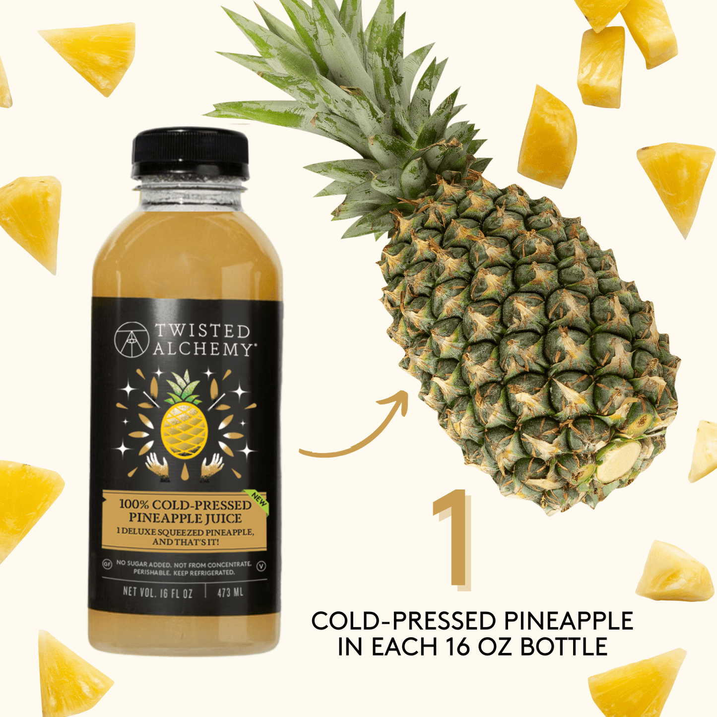 16oz 100% PINEAPPLE JUICE COLD PRESSED - Twisted Alchemy