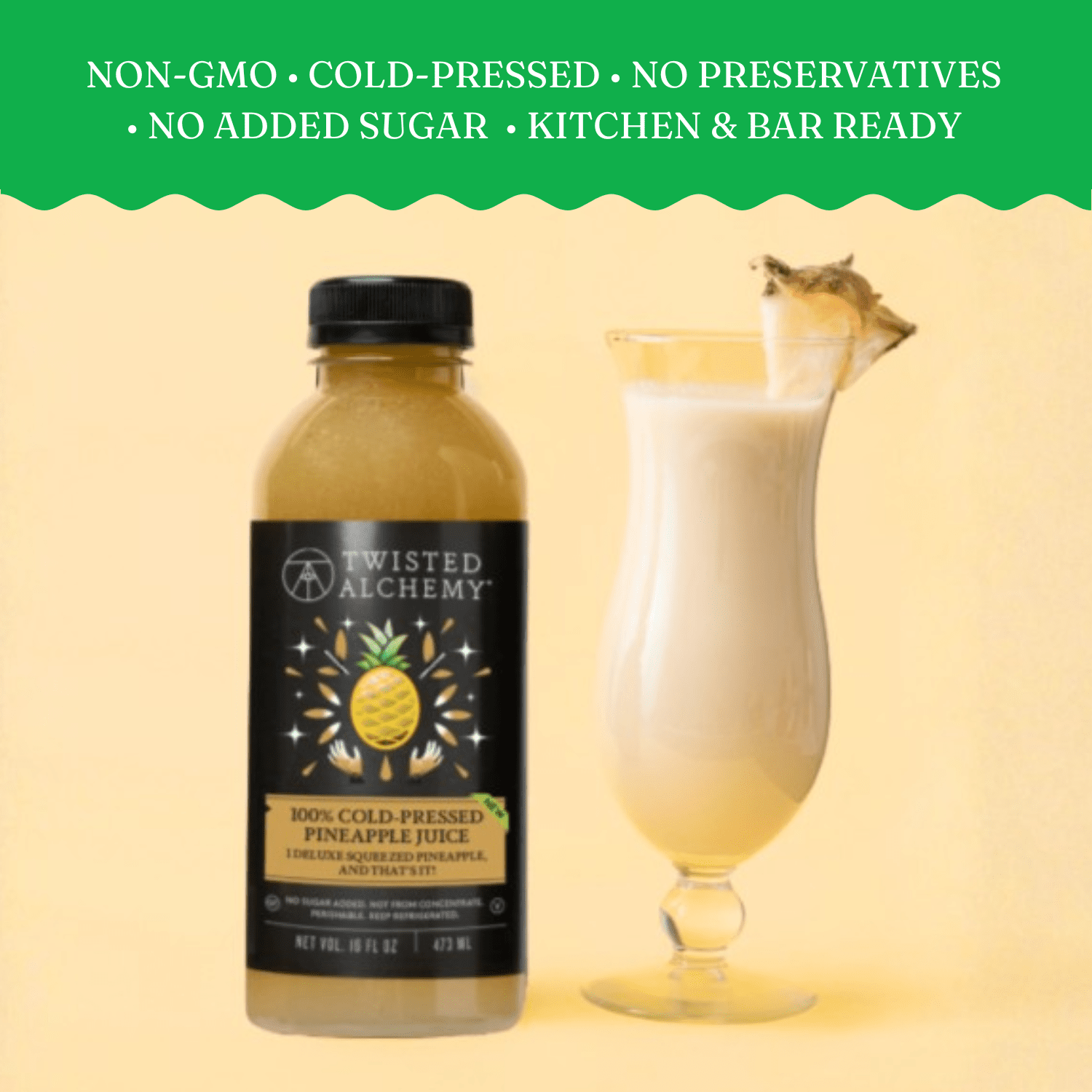 16oz 100% PINEAPPLE JUICE COLD PRESSED - Twisted Alchemy