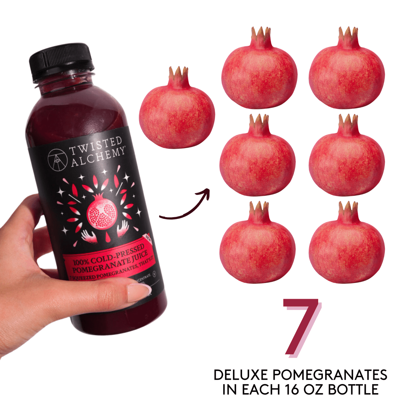 16oz 100% POMEGRANATE JUICE COLD PRESSED - Twisted Alchemy