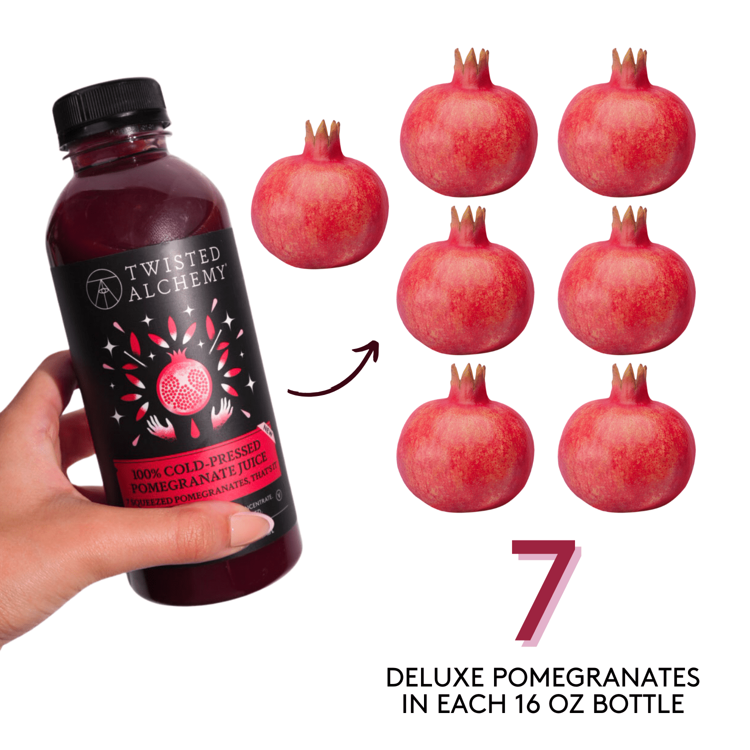 16oz 100% POMEGRANATE JUICE COLD PRESSED - Twisted Alchemy