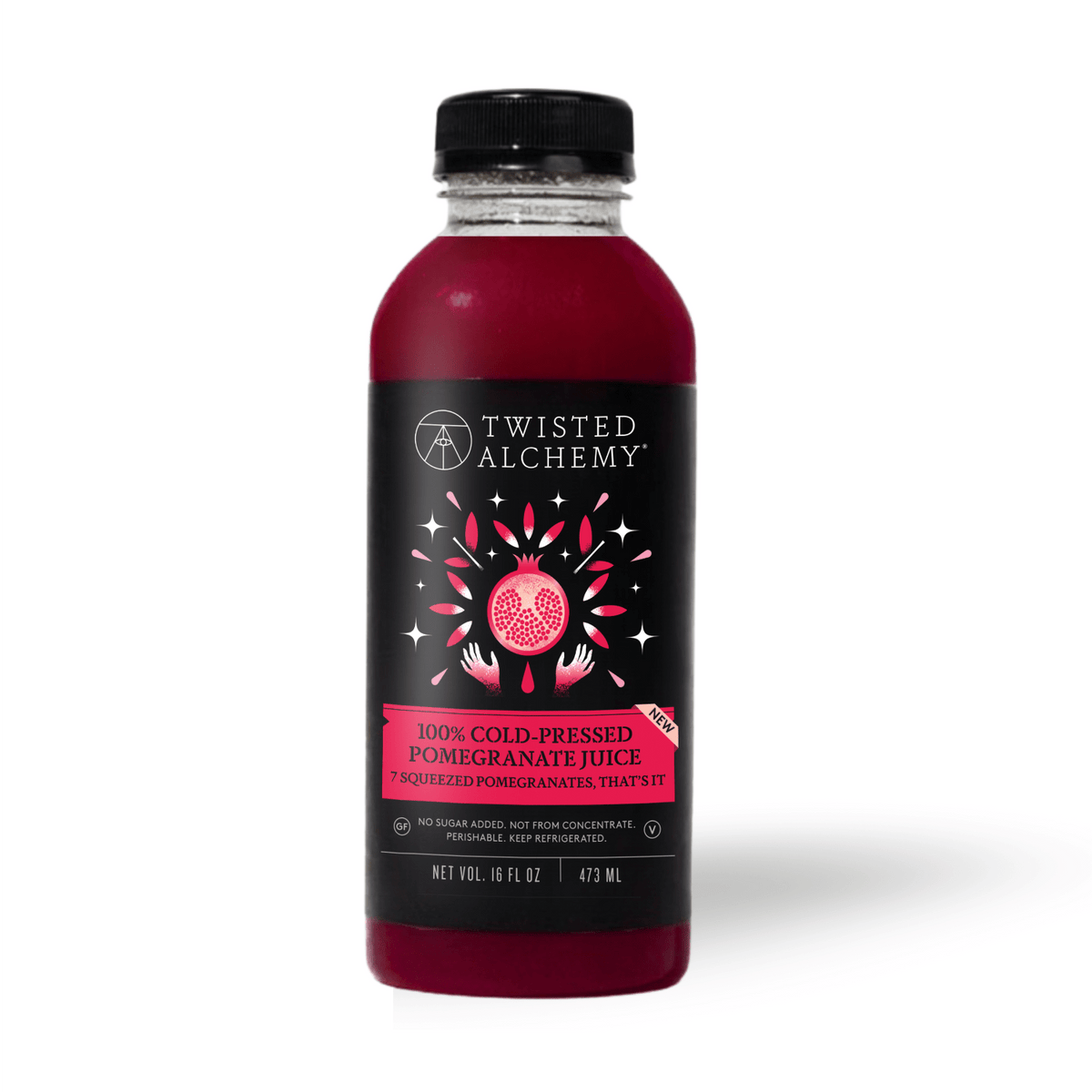 16oz 100% POMEGRANATE JUICE COLD PRESSED - Twisted Alchemy