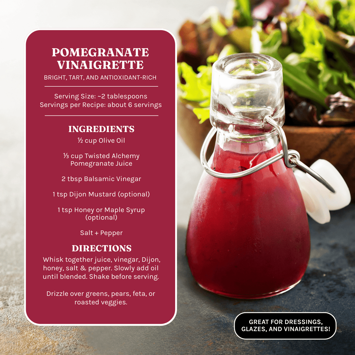 16oz 100% POMEGRANATE JUICE COLD PRESSED - Twisted Alchemy