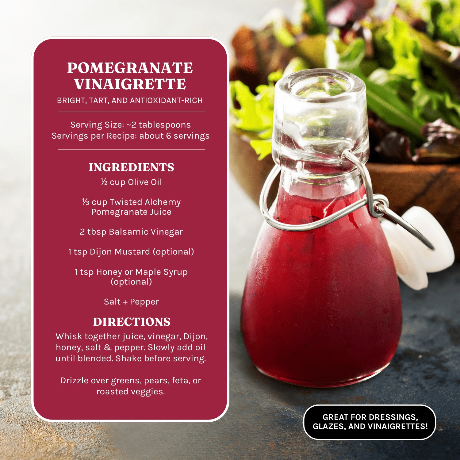 16oz 100% POMEGRANATE JUICE COLD PRESSED - Twisted Alchemy
