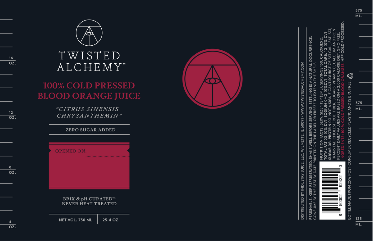 6 BOTTLES - 100% BLOOD ORANGE JUICE FRESH COLD PRESSED - Twisted Alchemy