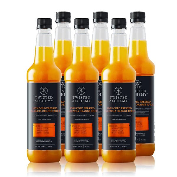 6 BOTTLES - 100% VALENCIA ORANGE JUICE FRESH COLD PRESSED - Twisted Alchemy