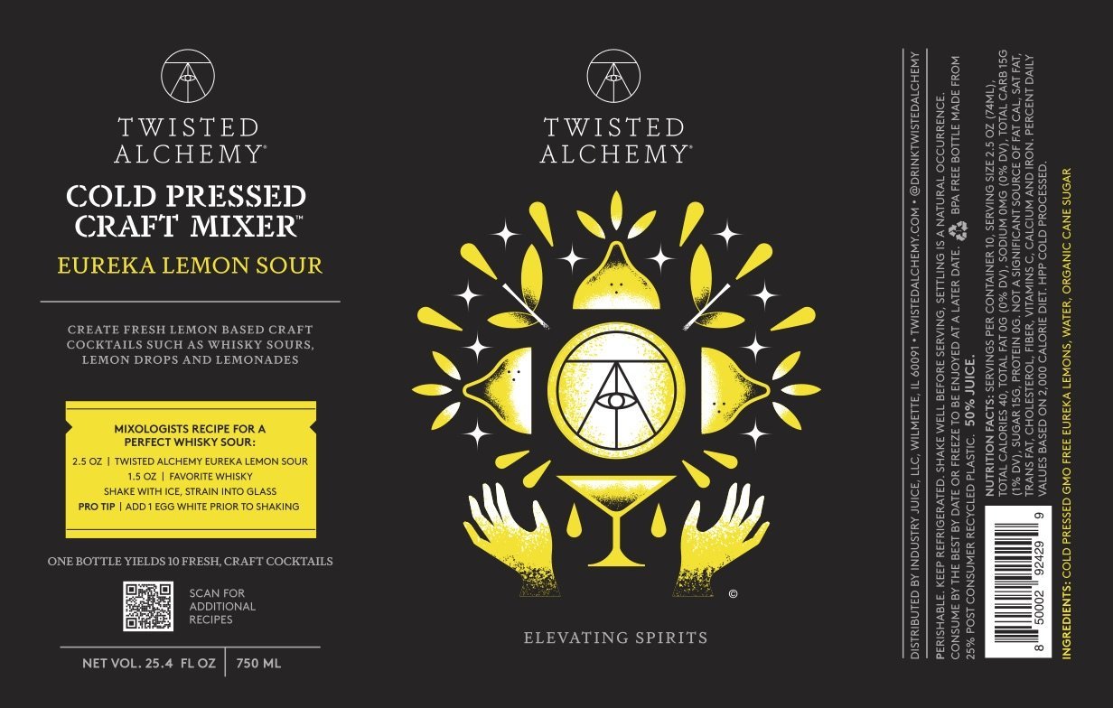 6 BOTTLES - LEMON SOUR JUICE MIXER FRESH COLD PRESSED - Twisted Alchemy
