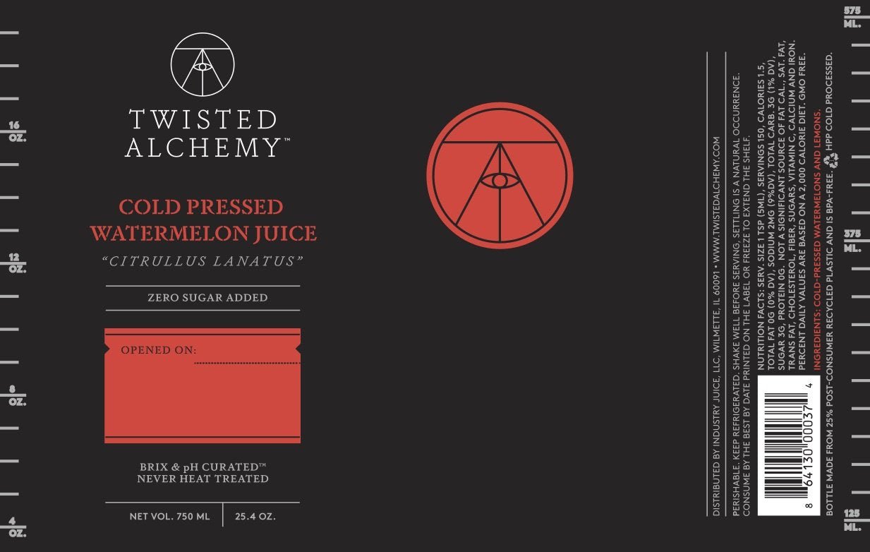 6 BOTTLES - WATERMELON JUICE FRESH COLD PRESSED - Twisted Alchemy