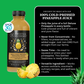 Bottle of Twisted Alchemy 100% Cold-Pressed Pineapple Juice with product details on a green background
