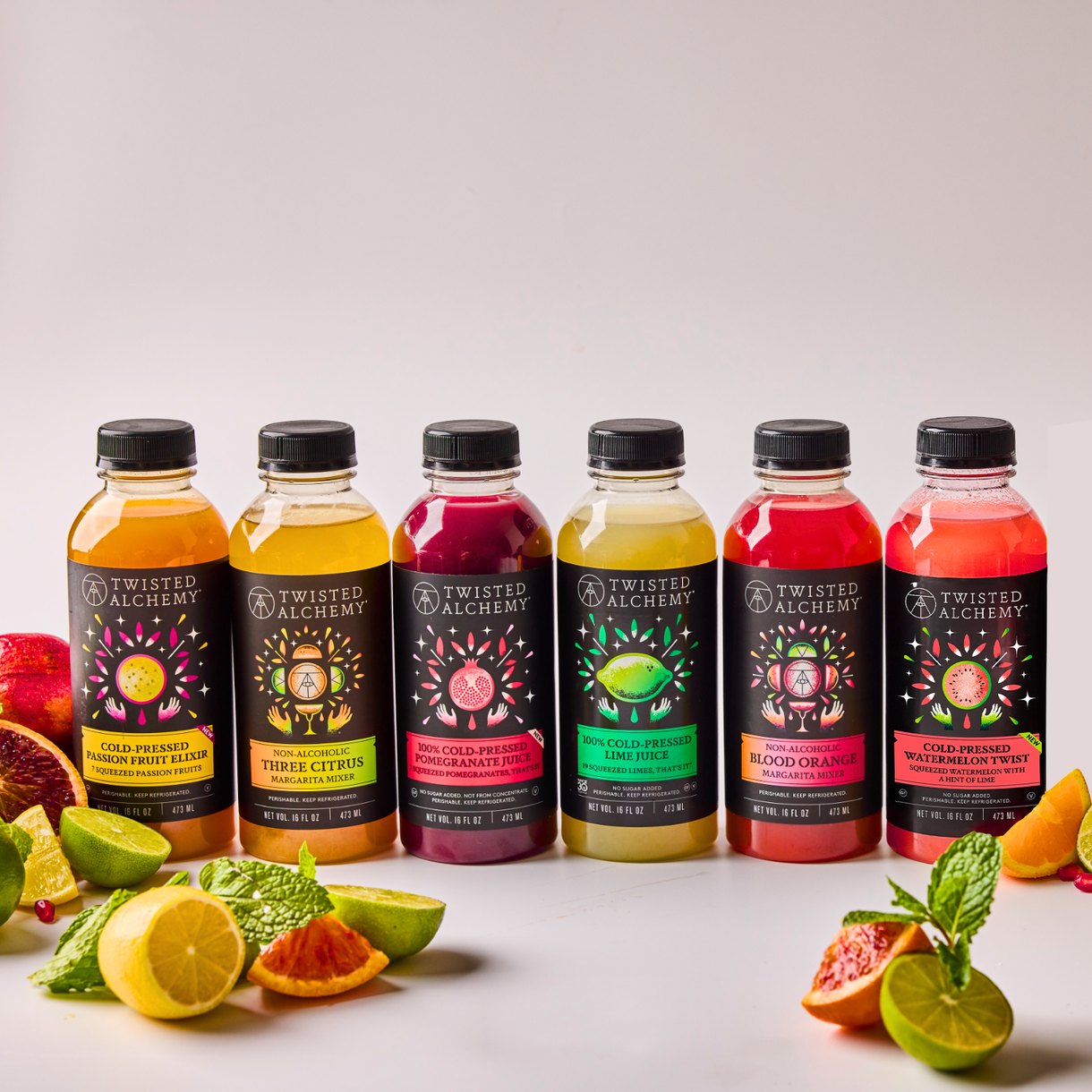 twisted alchemy lineup of party kit juices