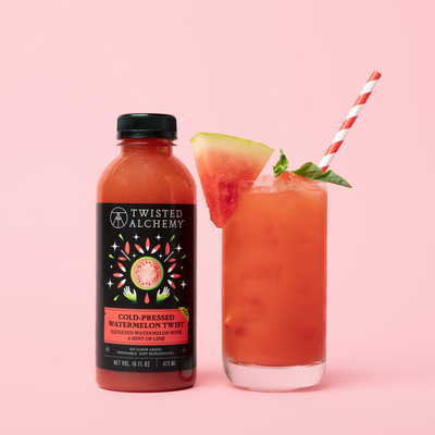 cold-pressed watermelon twist and cocktail