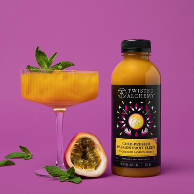 passion fruit elixir cold-pressed and cocktail
