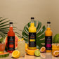 3 bottles of juice with cocktails